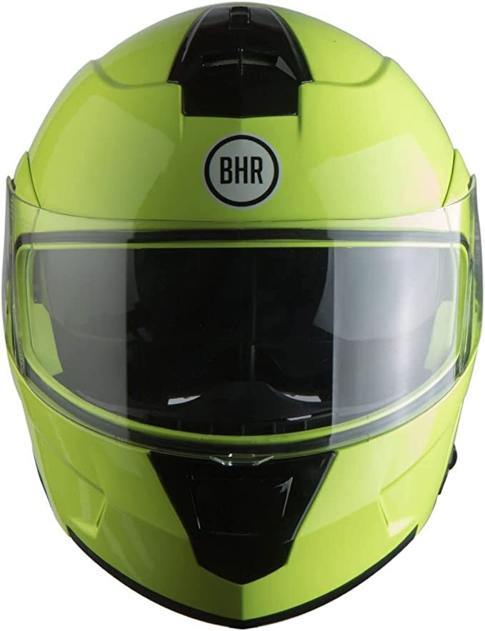 Moto ķivere BHR, modelis POWER ar paceļamu žokli, dzeltena