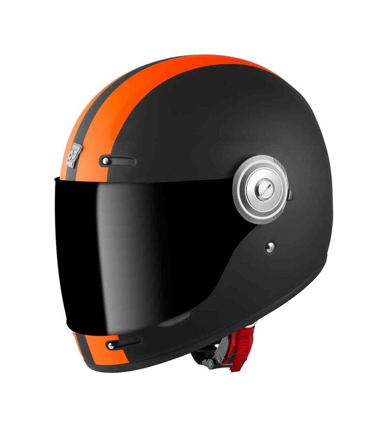Шлем в стиле Cafe Racer Bogotto V135 D-R2, матовый чёрный/оранжевый