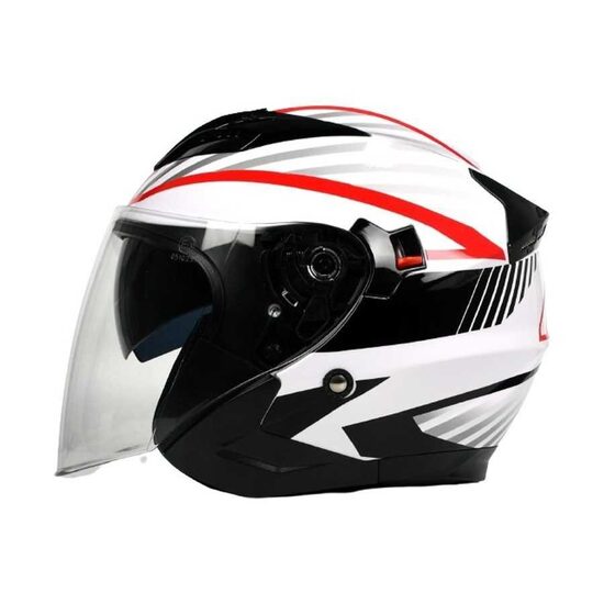 Demi - jet helmet BHR DOUBLE, white with red line