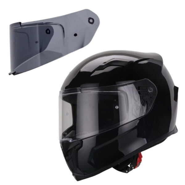 Helmet DUOMO in glossy black color with additional visor