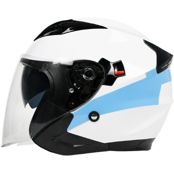 Demi - jet helmet BHR DOUBLE, white with blue line